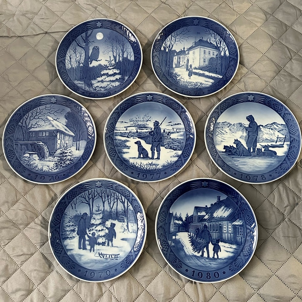 Royal Copenhagen Denmark Christmas Plates (year1974-1980)